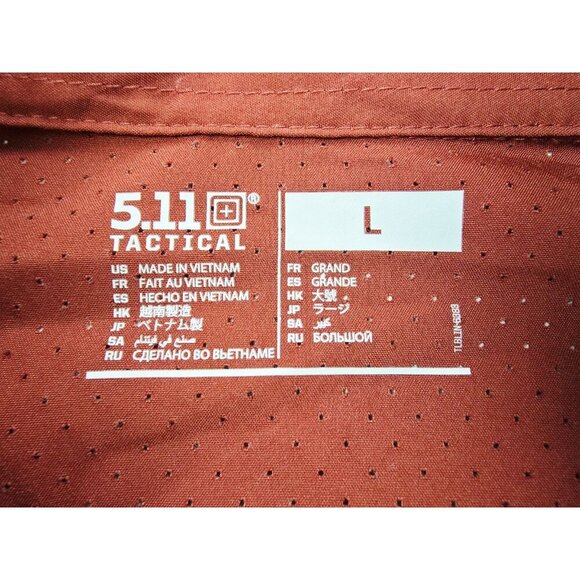 5.11 Tactical Size Large Rust Color Mens Short Sleeve Sleeve Pockets Logo Shirt - Picture 11 of 11